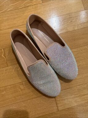 Giuseppe Zanotti Iridescent Crystal Nude Slip-On Flats